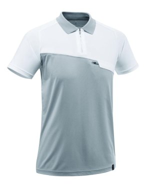 Pikétröja med bröstficka, vit/mörk antracite