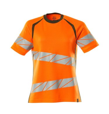 Dam kortärmad t-shirt, orange/mossgrön