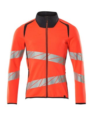 Sweatshirt med blixtlås, röd/mörk marin