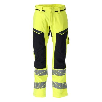 Byxor med knäfickor, gul/mörk marin