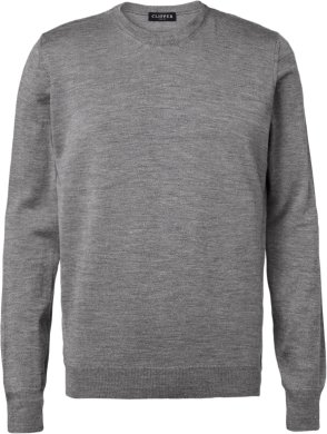 Milan mens pullover round-neck, stone grey melange