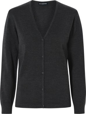 Milan womens cardigan v-neck, charcoale melange