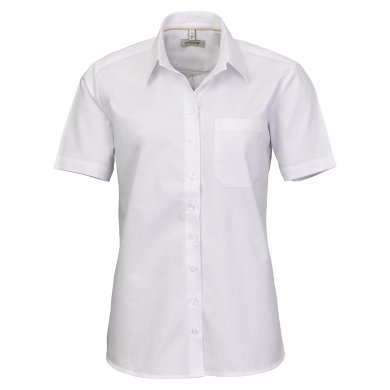 White female short sleeve uniform stretch shirt, comfort fit