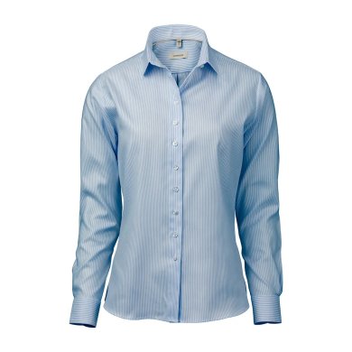 Light blue/white striped female stretch oxford shirt, comfort fit