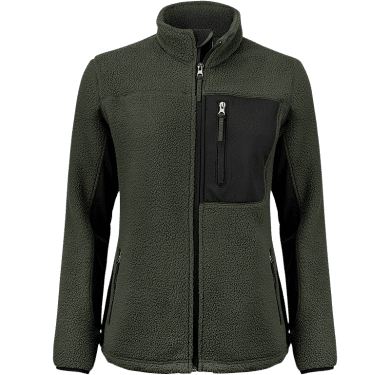Womens pile fleece jacket, green/black