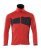 Stickad tröja med blixlås, signal röd/svart