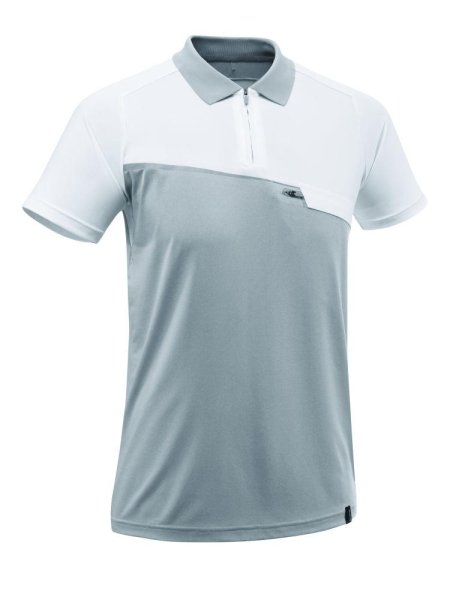 Zoom bild av Pikétröja med bröstficka, vit/mörk antracite