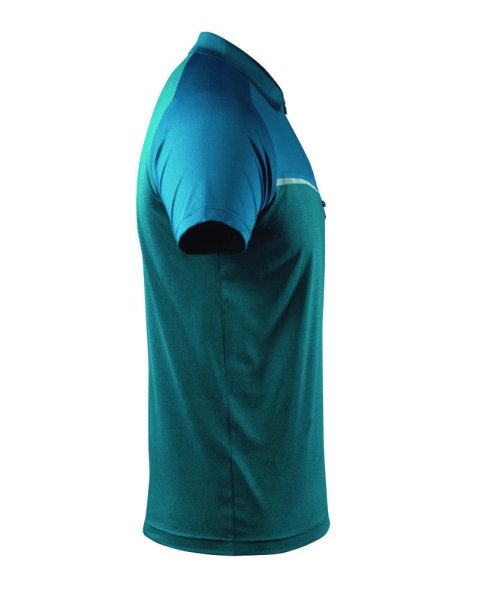 Zoom bild av Pikétröja med bröstficka, mörk petrolium