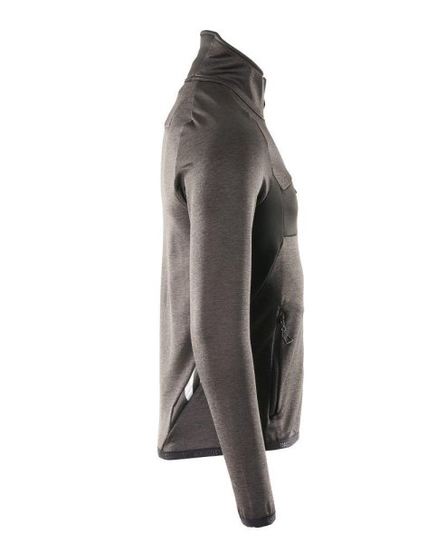 Zoom bild av Fleecetröja med blixtlås, mörk antracite/svart