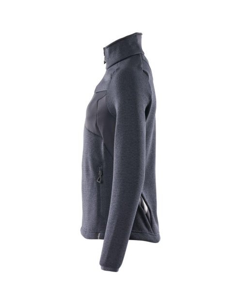 Zoom bild av Dam stickad tröja med blixtlås, mörk marin