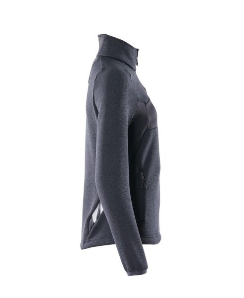 Zoom bild av Dam stickad tröja med blixtlås, mörk marin