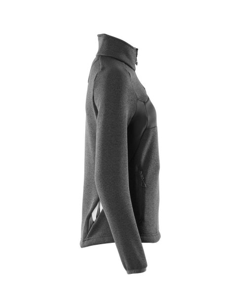 Zoom bild av Dam stickad tröja med blixtlås, svart