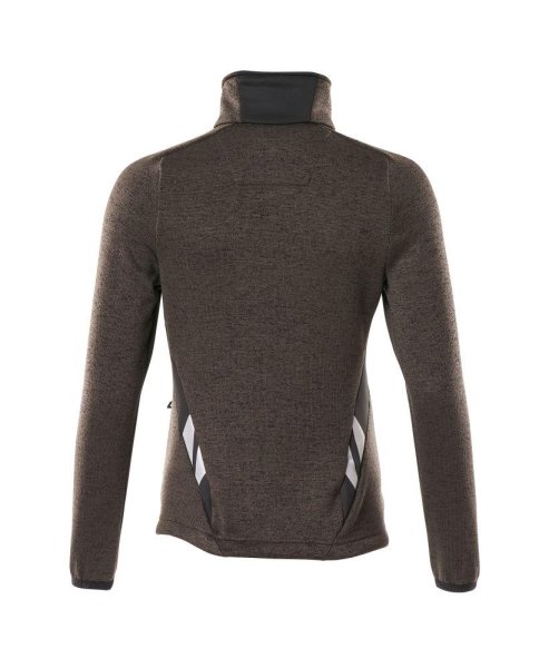 Zoom bild av Dam stickad tröja med blixtlås, mörk antracite/svart