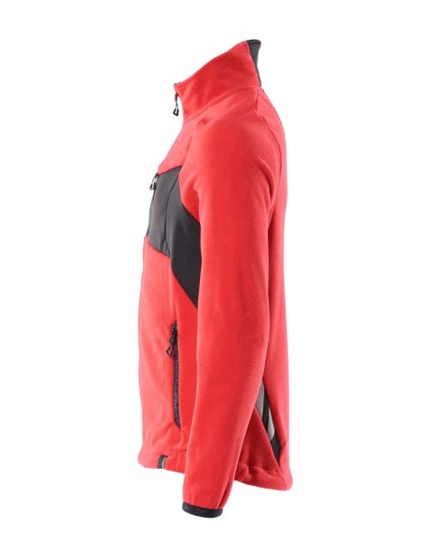 Zoom bild av Fleecejacka med blixlås, signal röd/svart