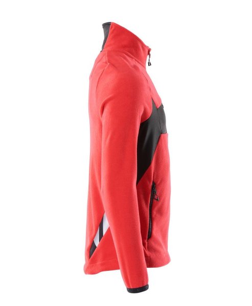 Zoom bild av Fleecejacka med blixlås, signal röd/svart