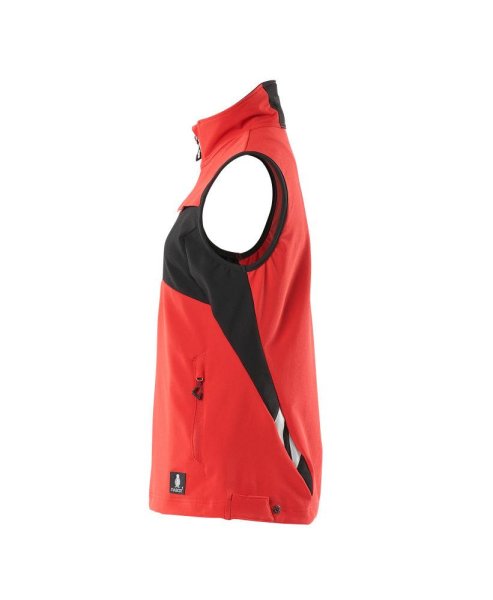 Zoom bild av Dam stretch väst, signal röd/svart