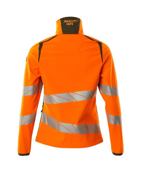 Zoom bild av Dam softshelljacka, orange/mossgrön