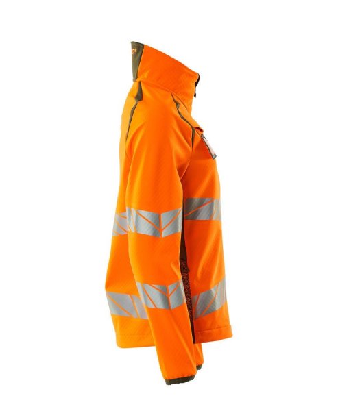 Zoom bild av Dam softshelljacka, orange/mossgrön
