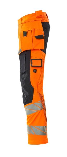 Zoom bild av Byxor med hängfickor, orange/mörk marin