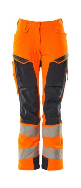 Zoom bild av Dam byxor med knäfickor, orange/mörk marin