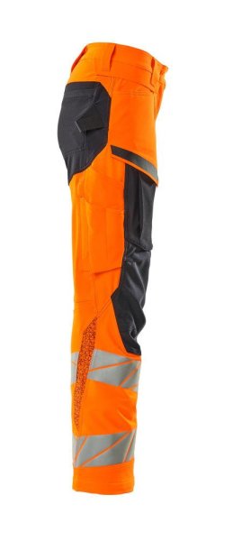 Zoom bild av Dam byxor med knäfickor, orange/mörk marin