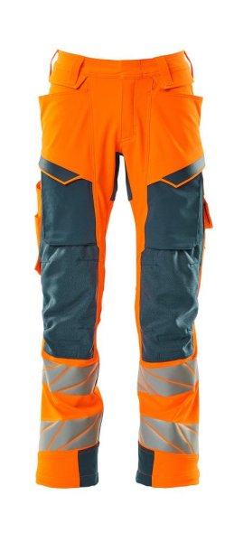 Zoom bild av Byxor med knäfickor, orange/petrolium