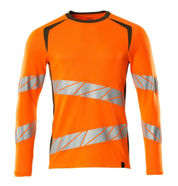 Zoom bild av Långärmad t-shirt, orange/mossgrön