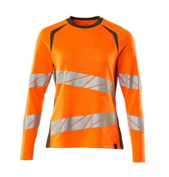 Zoom bild av Dam långärmad t-shirt, orange/mossgrön