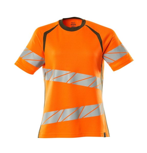 Zoom bild av Dam kortärmad t-shirt, orange/mossgrön