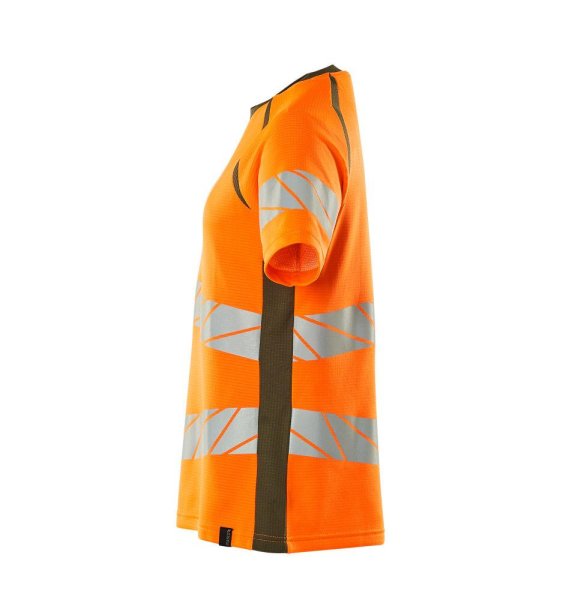 Zoom bild av Dam kortärmad t-shirt, orange/mossgrön
