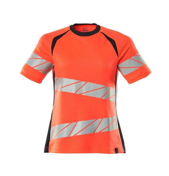 Zoom bild av Dam kortärmad t-shirt, röd/mörk marin