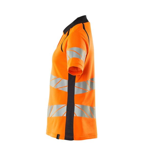 Zoom bild av Dam kortärmad piké, orange/mörk marin