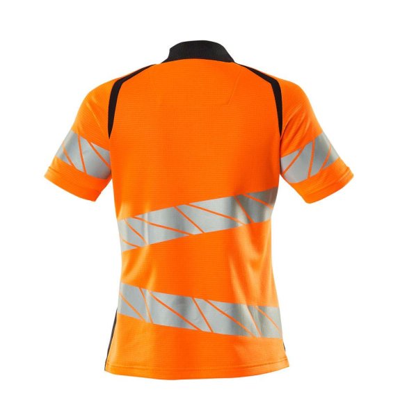 Zoom bild av Dam kortärmad piké, orange/mörk marin