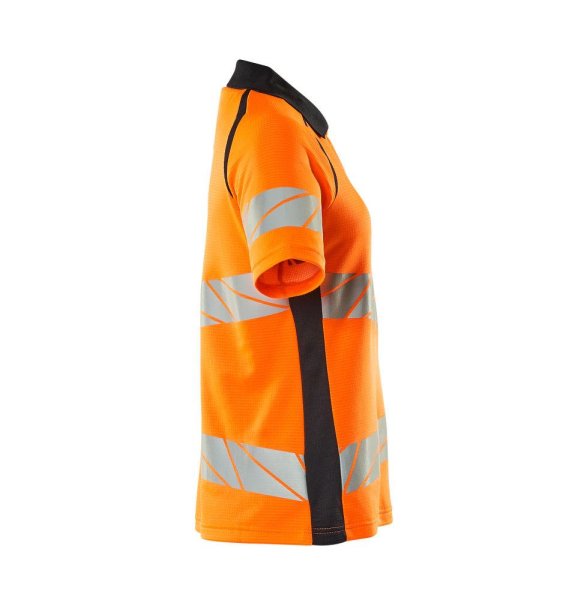 Zoom bild av Dam kortärmad piké, orange/mörk marin