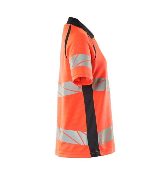 Zoom bild av Dam kortärmad piké, röd/mörk marin