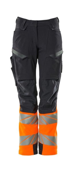 Zoom bild av Dam byxor med knäfickor, mörk marin/orange