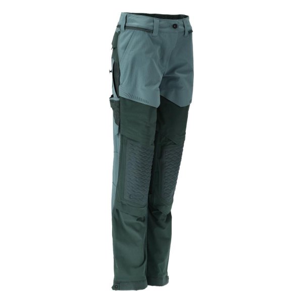 Zoom bild av Byxor dam med knäfickor, ljus skogsgrön/skogsgrön