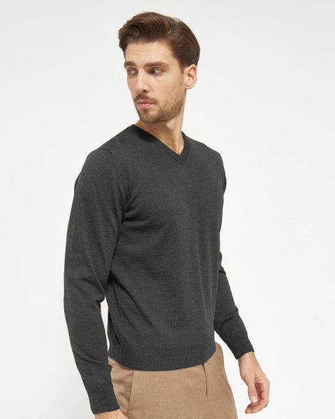 Zoom bild av Copenhagen mens pullover v-neck slimfit, charcole melange