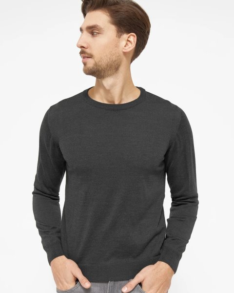 Zoom bild av Copenhagen mens pullover round-neck slimfit, charcoale melange