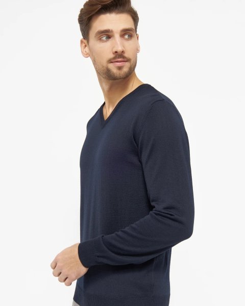 Zoom bild av Stockholm mens pullover v-neck, dark navy