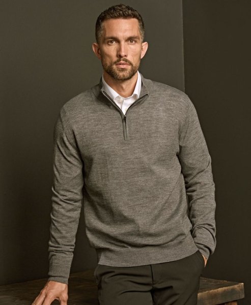 Zoom bild av Half Zip Knit Grey Melange