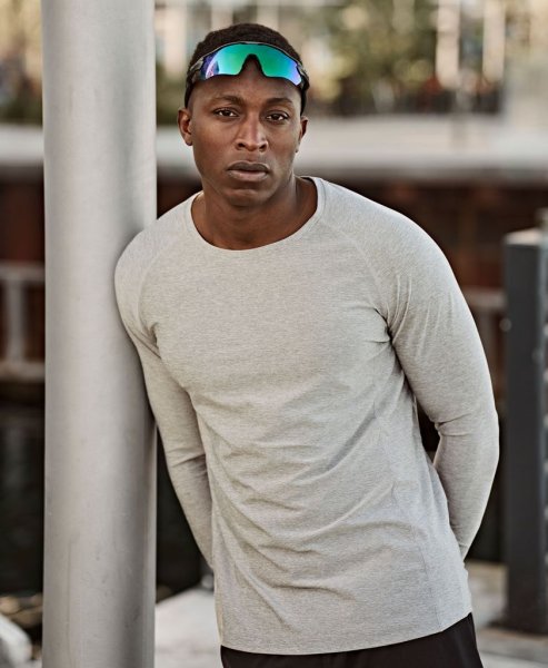 Zoom bild av Long Sleeve CoolDry Tee, unisex Hether Grey