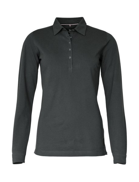 Zoom bild av Woman Deluxe longsleeve polo, dark grey