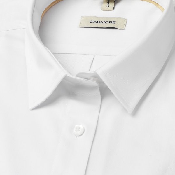 Zoom bild av White female short sleeve stretch twill shirt, comfort fit