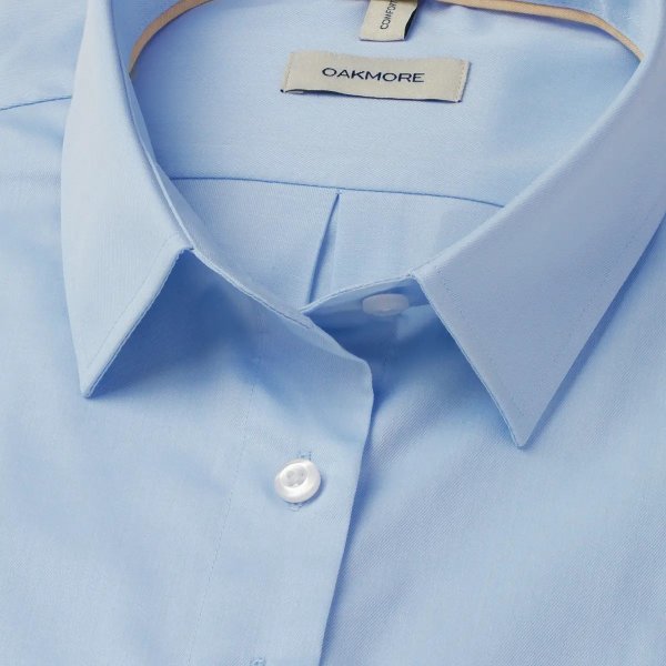 Zoom bild av Light blue female stretch twill shirt, loose fit