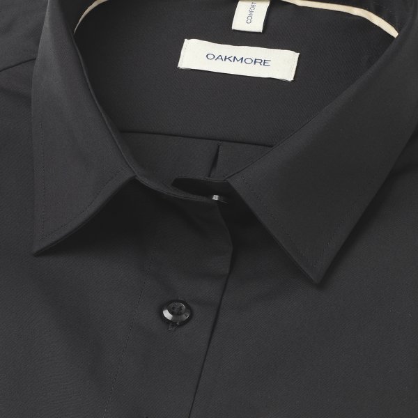 Zoom bild av Black female stretch poplin shirt, loose fit