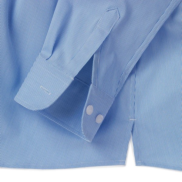 Zoom bild av Light blue/white fine striped female stretch oxford shirt, loose fit