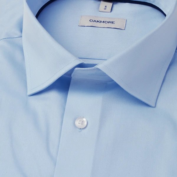 Zoom bild av Light blue short sleeve stretch twill shirt, comfort fit