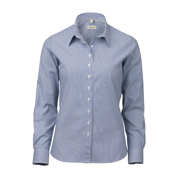 Zoom bild av Blue/white female stretch twill shirt, slimfit
