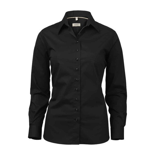 Zoom bild av Black female stretch poplin shirt, slimfit